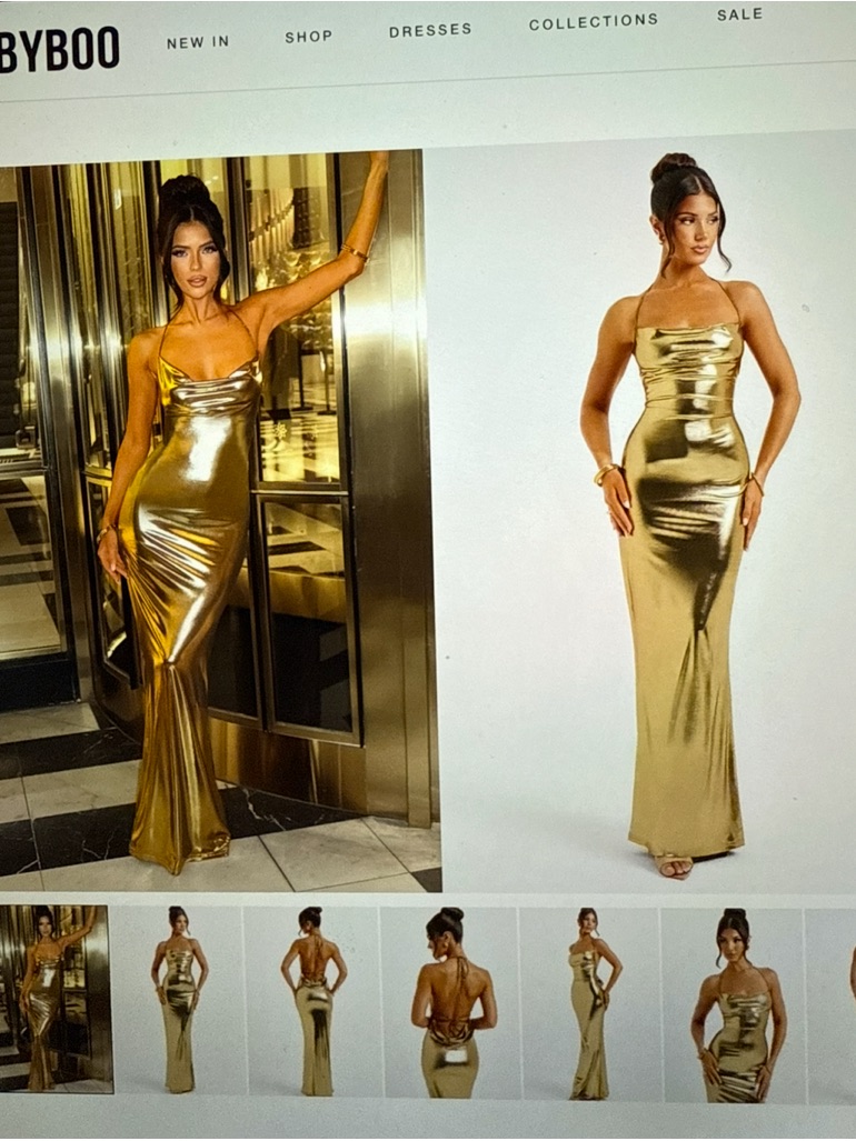 Metallic Gold Maxi Slip Dress With Cowl Neck Talisa